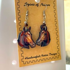 NEW Brown horse earrings jewelry fashion western style